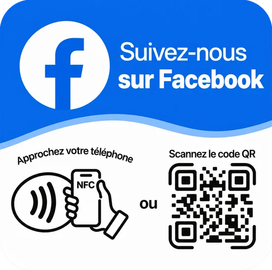 Plaque NFC « Suivez-nous sur Facebook »