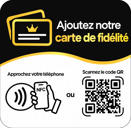 Plaque NFC « Ajoutez notre carte de fidélité »
