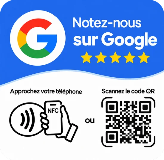 Plaque Google, finition blanche et bleue