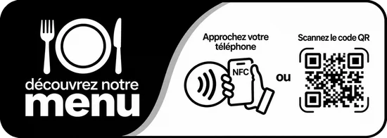 Plaque NFC « Découvrez notre menu », version table